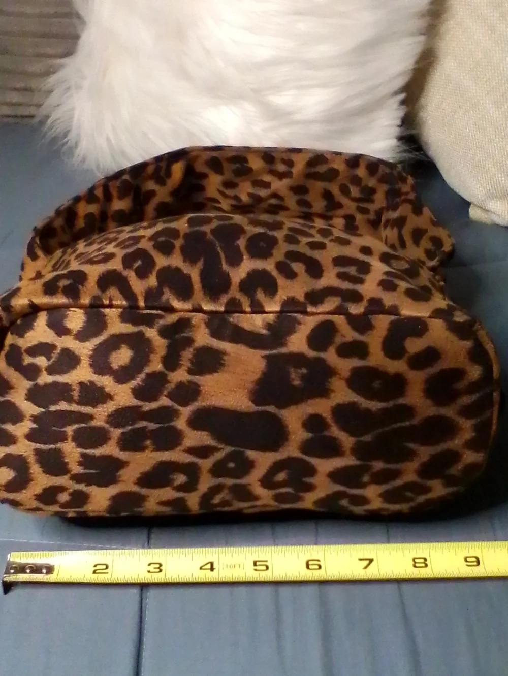 Leopard Print Shoulder Bag with Tan Perforated Wristlet